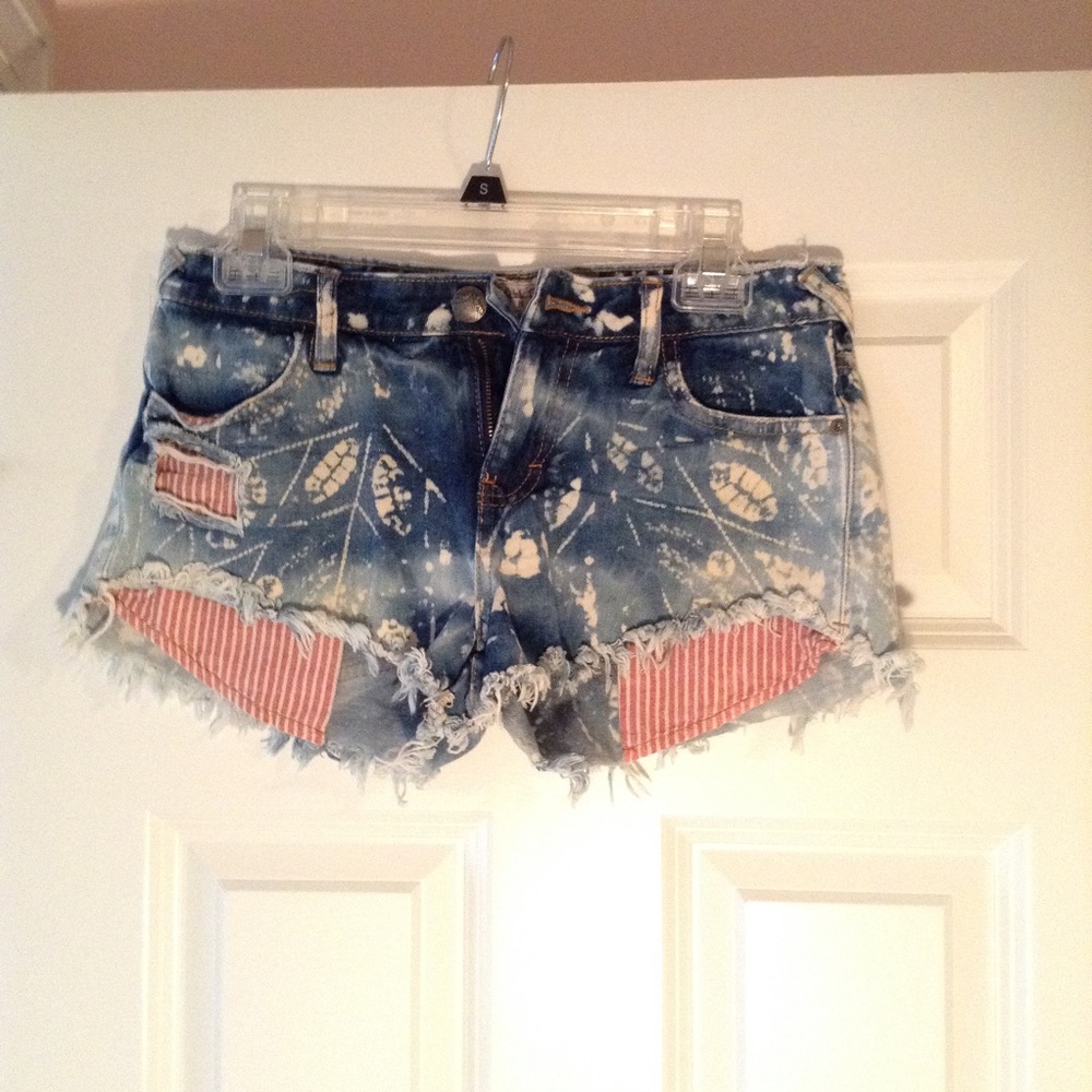 Free People Patterned Denim Shorts